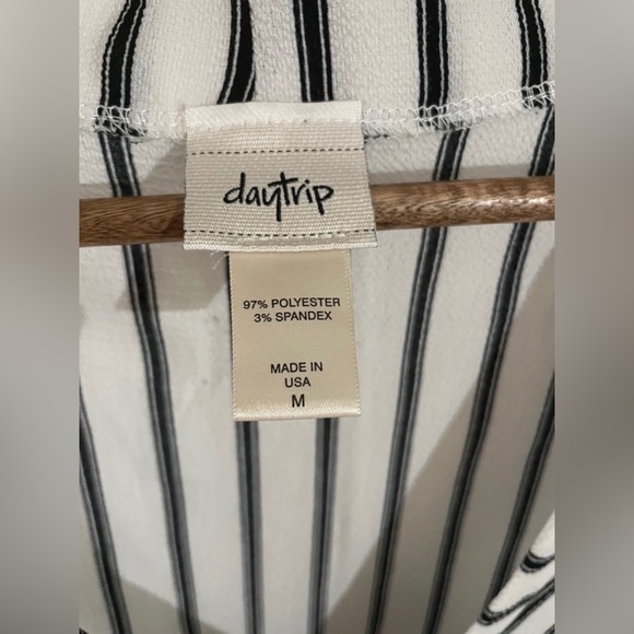 Daytrip Wrap Style Sleeveless Black and White Striped Shirt - Picture 2 of 2